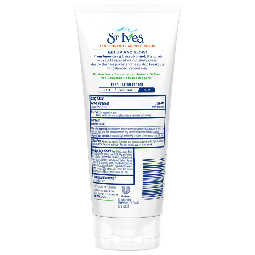  Acne Control With Salicylic Acid, Non Comedogenic, Paraben Free, and Oil free Apricot Face Scrub, 6 oz