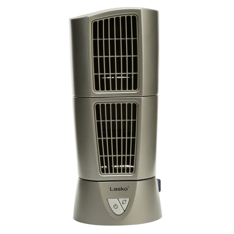 14" Platinum Desktop Wind Tower 3-Speed Oscillating Table Fan, Gray
