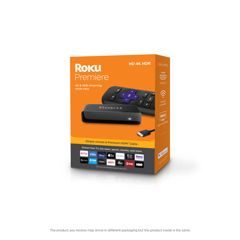 Premiere HD/4K/HDR Streaming Media Player, Simple Remote and Premium HDMI Cable